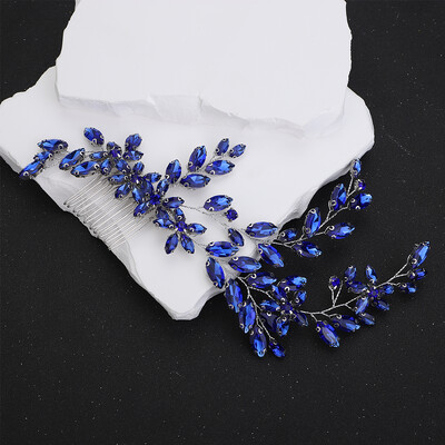 Ezüst strasszos menyasszonyi fejpánt hajfésű Divatos Handamde fekete esküvői hajkiegészítők Piros kék party fejdísz zöld tiaras