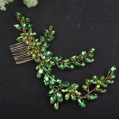 Ezüst strasszos menyasszonyi fejpánt hajfésű Divatos Handamde fekete esküvői hajkiegészítők Piros kék party fejdísz zöld tiaras