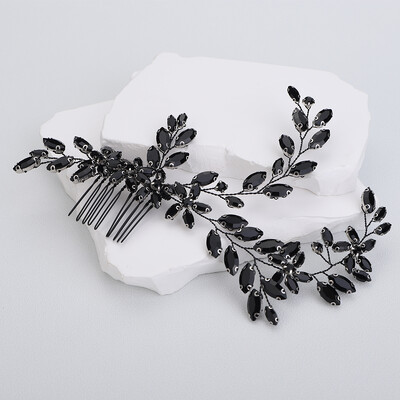 Ezüst strasszos menyasszonyi fejpánt hajfésű Divatos Handamde fekete esküvői hajkiegészítők Piros kék party fejdísz zöld tiaras