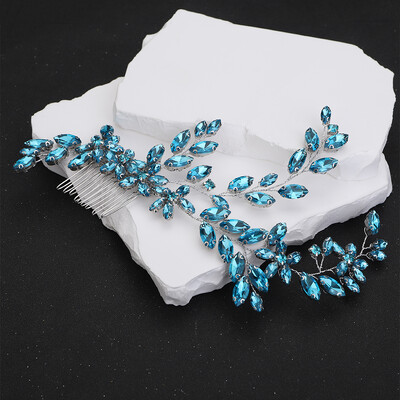 Ezüst strasszos menyasszonyi fejpánt hajfésű Divatos Handamde fekete esküvői hajkiegészítők Piros kék party fejdísz zöld tiaras