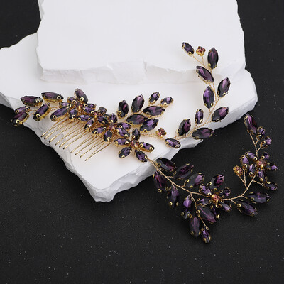 Ezüst strasszos menyasszonyi fejpánt hajfésű Divatos Handamde fekete esküvői hajkiegészítők Piros kék party fejdísz zöld tiaras