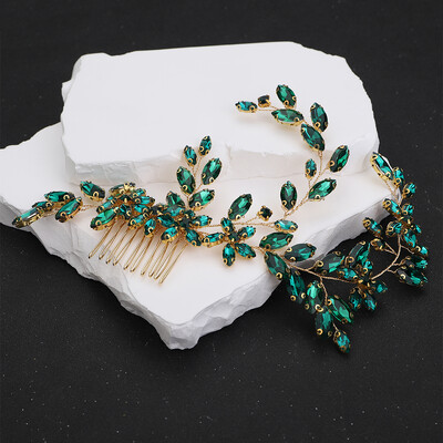 Ezüst strasszos menyasszonyi fejpánt hajfésű Divatos Handamde fekete esküvői hajkiegészítők Piros kék party fejdísz zöld tiaras