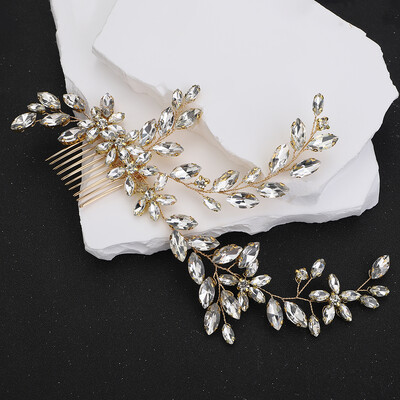 Ezüst strasszos menyasszonyi fejpánt hajfésű Divatos Handamde fekete esküvői hajkiegészítők Piros kék party fejdísz zöld tiaras