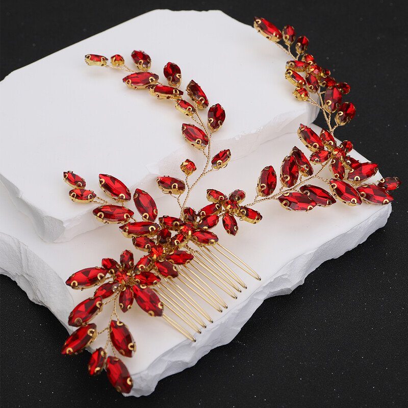 Ezüst strasszos menyasszonyi fejpánt hajfésű Divatos Handamde fekete esküvői hajkiegészítők Piros kék party fejdísz zöld tiaras