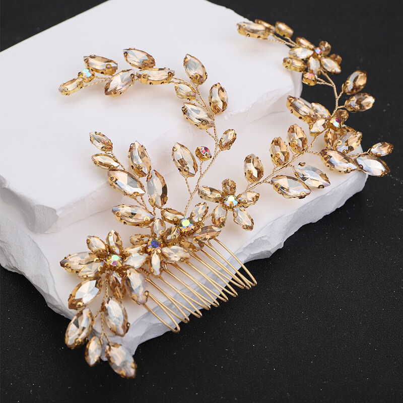 Ezüst strasszos menyasszonyi fejpánt hajfésű Divatos Handamde fekete esküvői hajkiegészítők Piros kék party fejdísz zöld tiaras