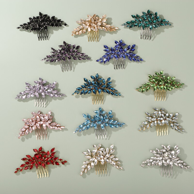 Pieptene de păr cu strasuri, 14 culori, pentru coafură de nuntă, roșu de vin, accesorii pentru păr de mireasă, lucrate manual, bijuterii pentru cap de nuntă