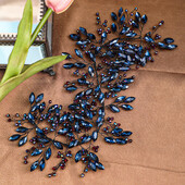 Baroka retro stila melni zilas galvas lentes sievietēm līgavai ar rokām darinātas kristāla kalnu strēles matu lentes kāzu matu aksesuāri Halovīni