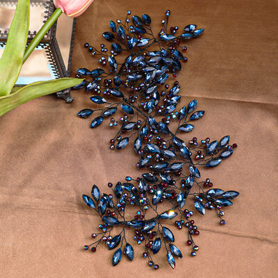 Baroka retro stila melni zilas galvas lentes sievietēm līgavai ar rokām darinātas kristāla kalnu strēles matu lentes kāzu matu aksesuāri Halovīni