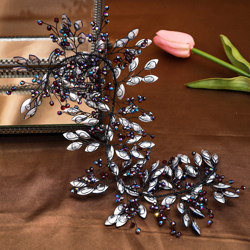 Baroka retro stila melni zilas galvas lentes sievietēm līgavai ar rokām darinātas kristāla kalnu strēles matu lentes kāzu matu aksesuāri Halovīni