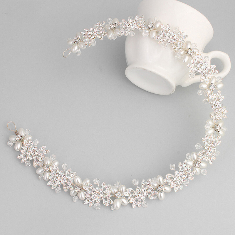 Itacazzo kāzu galvassegas sudraba krāsas sieviešu izsmalcināta kāzu ziedu galvas saite