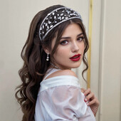 Bentita de mireasa Accesorii de nunta cu strasuri Pietre pretioase Nunta Parrura de mireasa Pietre lucrate manual Coafura pentru femeie Petrecere HP630