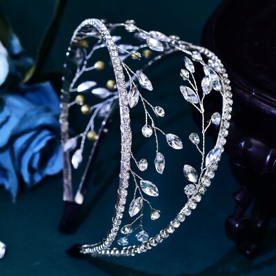 Bentita de mireasa Accesorii de nunta cu strasuri Pietre pretioase Nunta Parrura de mireasa Pietre lucrate manual Coafura pentru femeie Petrecere HP630