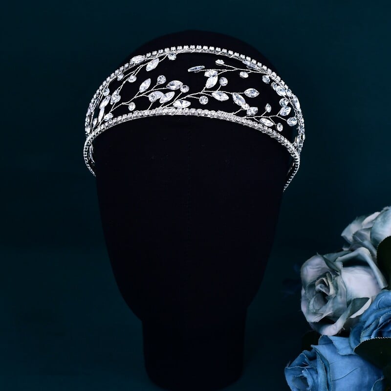 Bentita de mireasa Accesorii de nunta cu strasuri Pietre pretioase Nunta Parrura de mireasa Pietre lucrate manual Coafura pentru femeie Petrecere HP630