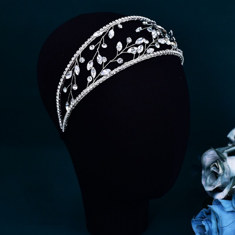 Bentita de mireasa Accesorii de nunta cu strasuri Pietre pretioase Nunta Parrura de mireasa Pietre lucrate manual Coafura pentru femeie Petrecere HP630