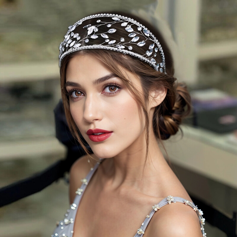 Bentita de mireasa Accesorii de nunta cu strasuri Pietre pretioase Nunta Parrura de mireasa Pietre lucrate manual Coafura pentru femeie Petrecere HP630