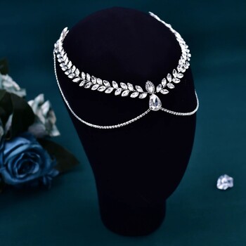 Sparkling Rhinestone Bridal Forehead Chain Μια λαμπερή κεφαλόδεσμος για γάμο