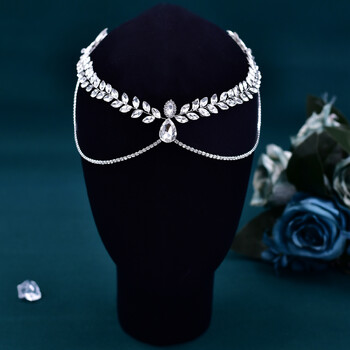 Sparkling Rhinestone Bridal Forehead Chain Μια λαμπερή κεφαλόδεσμος για γάμο