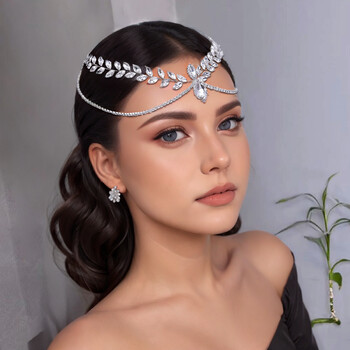 Sparkling Rhinestone Bridal Forehead Chain Μια λαμπερή κεφαλόδεσμος για γάμο