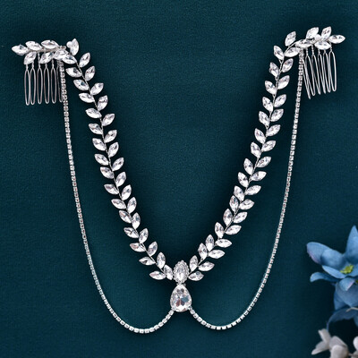 Csillogó strasszos menyasszonyi homloklánc Elbűvölő fejpánt esküvői homlokzati fejlánc menyasszonyi strasszhoz HP524