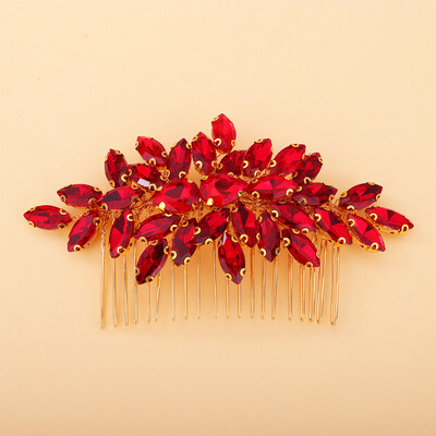 Madingi sidabriniai Kalnų krištolas nuotakų plaukų šukos juodos vestuvinės galvos aksesuarai žalia nuotaka galvos apdangalas rankų darbo moterų vakarėlis raudonos tiaros