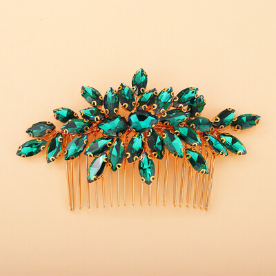 Madingi sidabriniai Kalnų krištolas nuotakų plaukų šukos juodos vestuvinės galvos aksesuarai žalia nuotaka galvos apdangalas rankų darbo moterų vakarėlis raudonos tiaros