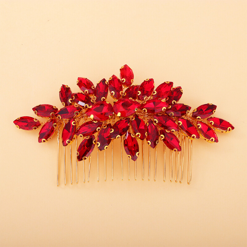 Madingi sidabriniai Kalnų krištolas nuotakų plaukų šukos juodos vestuvinės galvos aksesuarai žalia nuotaka galvos apdangalas rankų darbo moterų vakarėlis raudonos tiaros