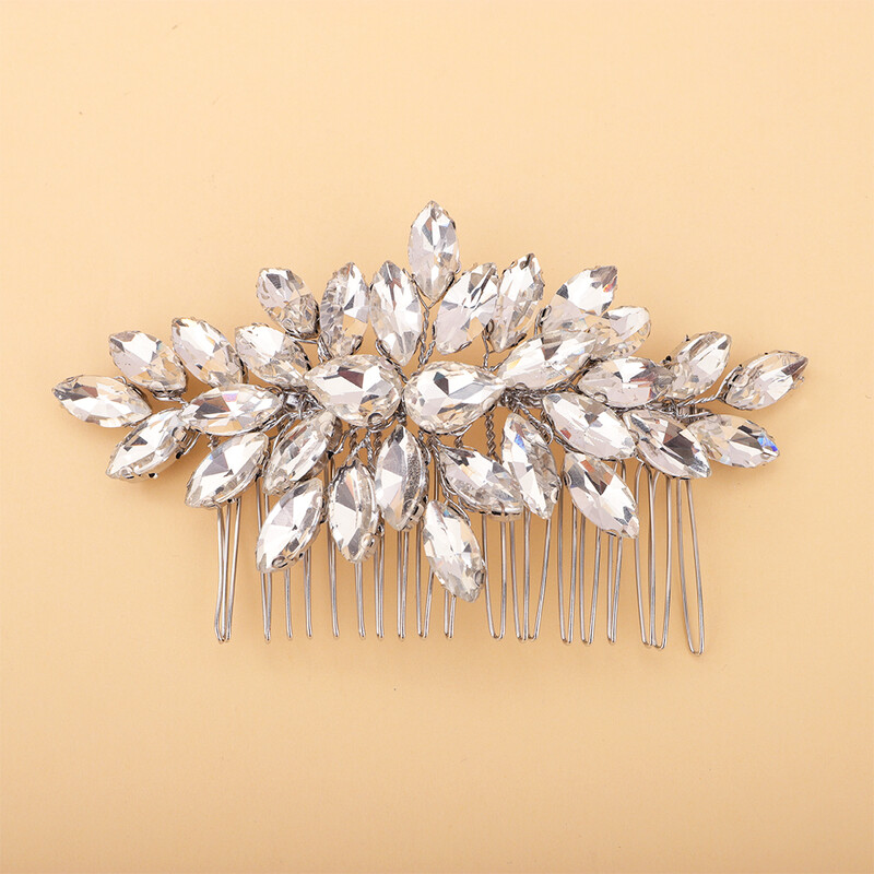 Madingi sidabriniai Kalnų krištolas nuotakų plaukų šukos juodos vestuvinės galvos aksesuarai žalia nuotaka galvos apdangalas rankų darbo moterų vakarėlis raudonos tiaros