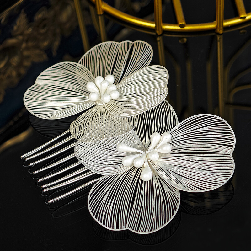 Divat 6db/tétel Gyöngy hajtűk Clipek nőknek Ezüst színű Menyasszonyi Esküvői Haj Kiegészítők Ékszerek Menyasszonyi fejdísz