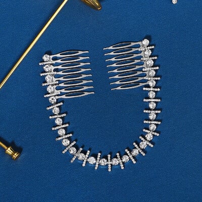 Ασημί Χρώμα Πολυτελές Κρυστάλλινο Κεφαλό Νυφικό Rhinestone Νυφική χτένα μαλλιών για γυναίκες Αξεσουάρ για τα μαλλιά γάμου