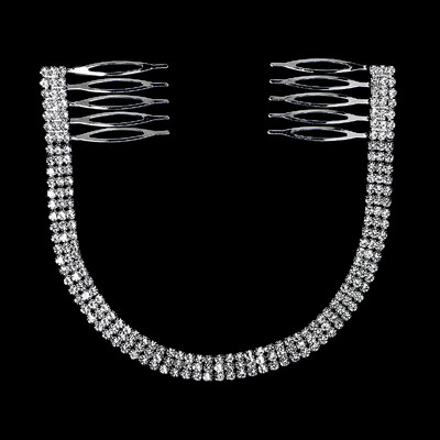 Ασημί Χρώμα Πολυτελές Κρυστάλλινο Κεφαλό Νυφικό Rhinestone Νυφική χτένα μαλλιών για γυναίκες Αξεσουάρ για τα μαλλιά γάμου