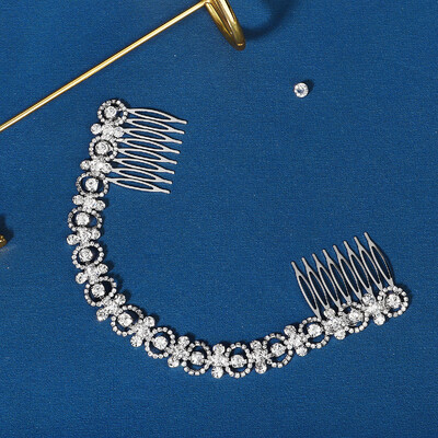 Ασημί Χρώμα Πολυτελές Κρυστάλλινο Κεφαλό Νυφικό Rhinestone Νυφική χτένα μαλλιών για γυναίκες Αξεσουάρ για τα μαλλιά γάμου