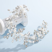 Divatos ezüst gyöngy strassz kristály menyasszonyi fejpánt, kézzel készített esküvői hajkiegészítők női koszorúslány tiarák