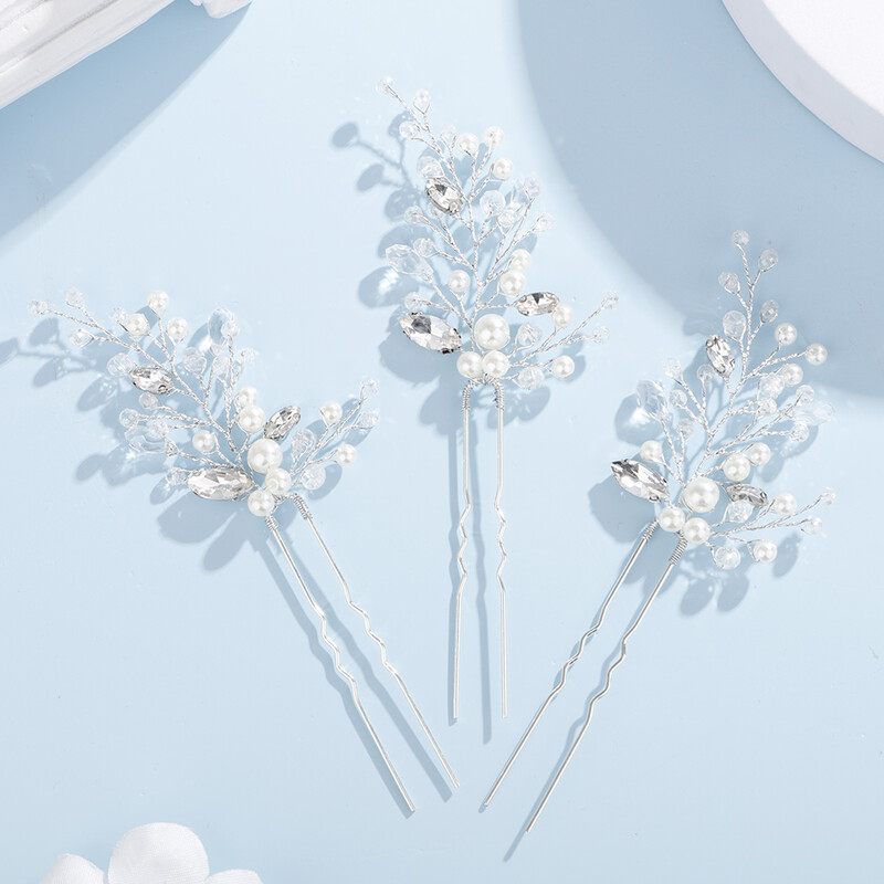 3 db Gyöngy strasszos menyasszonyi fejdísz kézzel készített ezüst arany esküvői hajtűk parti haj kiegészítők nőknek és lányoknak tiarák