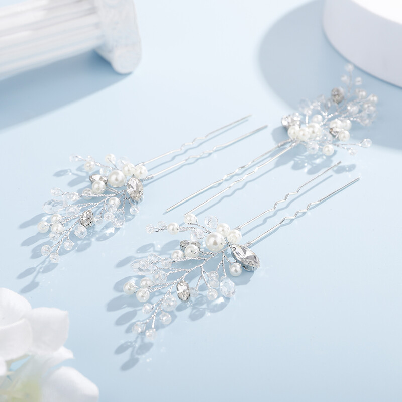 3 db Gyöngy strasszos menyasszonyi fejdísz kézzel készített ezüst arany esküvői hajtűk parti haj kiegészítők nőknek és lányoknak tiarák