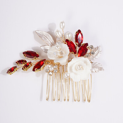 Divat virágos strassz gyöngy menyasszonyi hajfésűk kézzel készített leveles esküvői fejdísz Bohém fejdísz női kiegészítők tiara