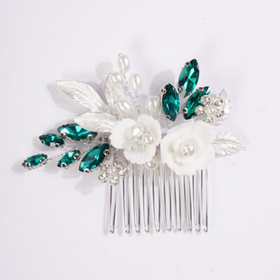 Divat virágos strassz gyöngy menyasszonyi hajfésűk kézzel készített leveles esküvői fejdísz Bohém fejdísz női kiegészítők tiara