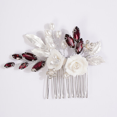 Divat virágos strassz gyöngy menyasszonyi hajfésűk kézzel készített leveles esküvői fejdísz Bohém fejdísz női kiegészítők tiara