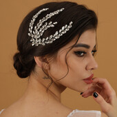 Sieviešu ikdienas matu aksesuāri Kristāla lapas Kāzu līgavas Sudraba krāsas galvassega sieviešu rotaslietas galvassega