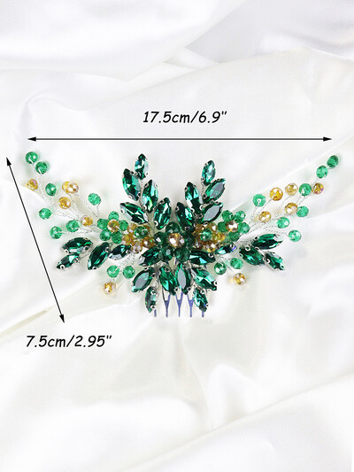 Zöld kristály menyasszonyi hajfésű strasszos esküvői fej ékszer Menyasszonyi hajtartozékok nőknek és lányoknak koszorúslány dekorációs ajándékok