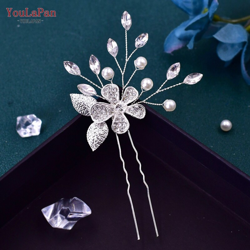 YouLaPan Moteriška U formos plaukų segtukas Plaukų aksesuarai Vestuviniai plaukų papuošalai Spaustuvės Papuošalai Perlų lydinio gėlės nuotakos galvos apdangalas HP504