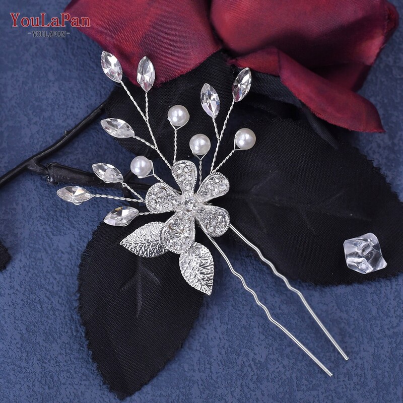 YouLaPan Moteriška U formos plaukų segtukas Plaukų aksesuarai Vestuviniai plaukų papuošalai Spaustuvės Papuošalai Perlų lydinio gėlės nuotakos galvos apdangalas HP504