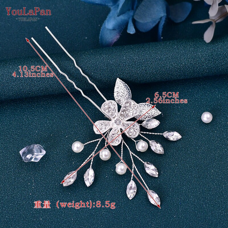 YouLaPan Moteriška U formos plaukų segtukas Plaukų aksesuarai Vestuviniai plaukų papuošalai Spaustuvės Papuošalai Perlų lydinio gėlės nuotakos galvos apdangalas HP504