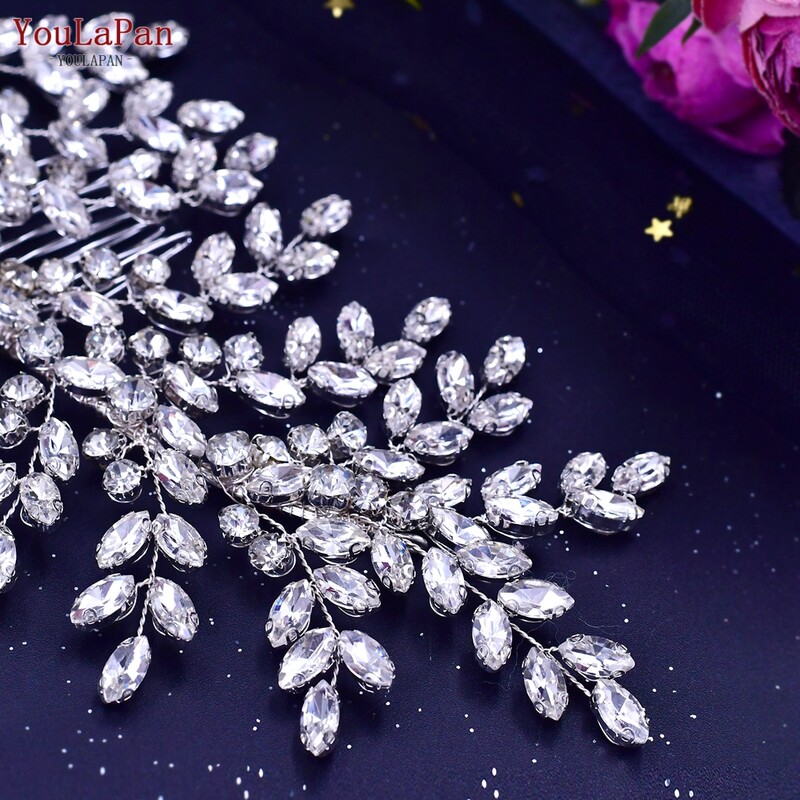 YouLaPan Bridal Rhinestones galvos apdangalai Madingi plaukų šukos segtukai vestuvėms Vestuviniai plaukų aksesuarai Mergaitės princesės galvos apdangalas HP432