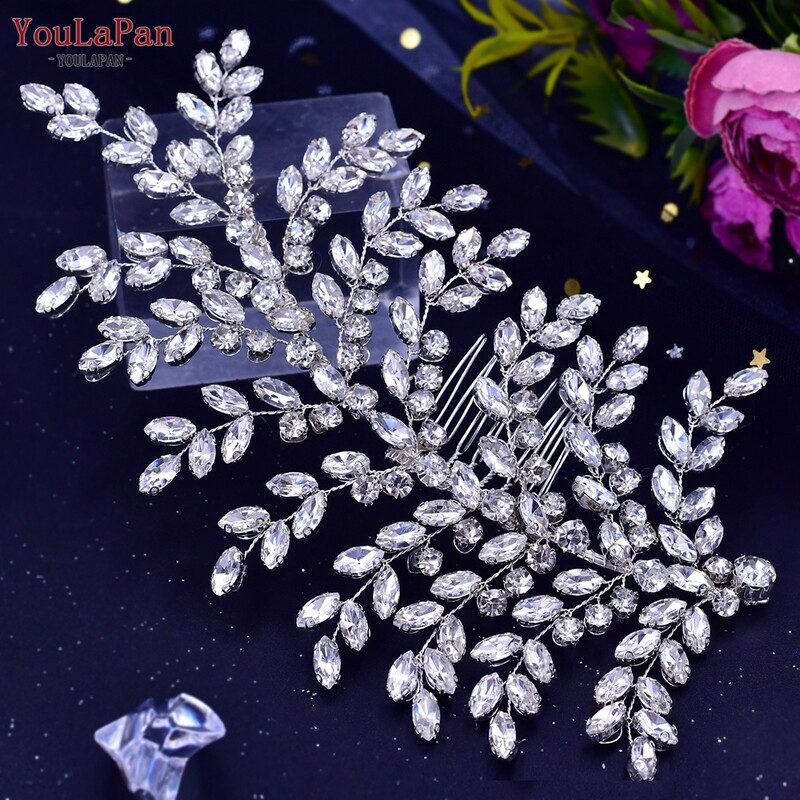 YouLaPan Bridal Rhinestones galvos apdangalai Madingi plaukų šukos segtukai vestuvėms Vestuviniai plaukų aksesuarai Mergaitės princesės galvos apdangalas HP432