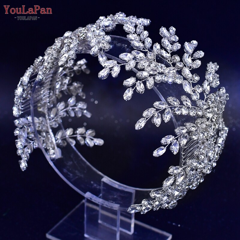 YouLaPan Bridal Rhinestones galvos apdangalai Madingi plaukų šukos segtukai vestuvėms Vestuviniai plaukų aksesuarai Mergaitės princesės galvos apdangalas HP432