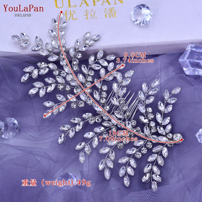 YouLaPan Bridal Rhinestones galvos apdangalai Madingi plaukų šukos segtukai vestuvėms Vestuviniai plaukų aksesuarai Mergaitės princesės galvos apdangalas HP432