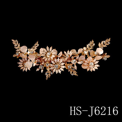 Zelta Metāla Ziedi ar Rhinestones Kāzu matu sprādze Vīnogulāju līgavas māsas šinjons Ziedu galvassegas kāzām