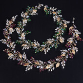 Cabluri de nunta de aur pentru mireasa Bandita de mireasa lucrata manual cu frunze de cristal Accesorii pentru par Vine de par pentru femei