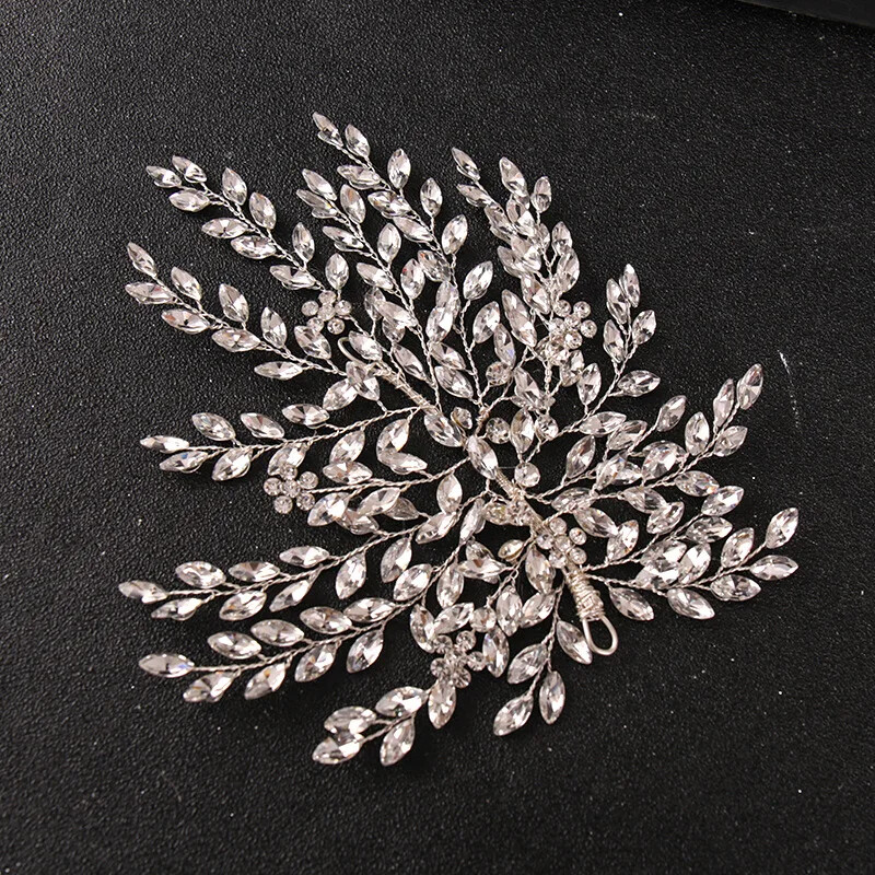 Sidabrinės spalvos krištolinė galvos juosta plaukų juosta moterims Kalnų krištolas vakarėliui galvos juosta Vestuviniai plaukų aksesuarai papuošalai galvos juosta Dovana