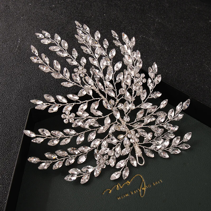 Sidabrinės spalvos krištolinė galvos juosta plaukų juosta moterims Kalnų krištolas vakarėliui galvos juosta Vestuviniai plaukų aksesuarai papuošalai galvos juosta Dovana